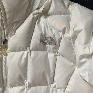 North Face white down jacket